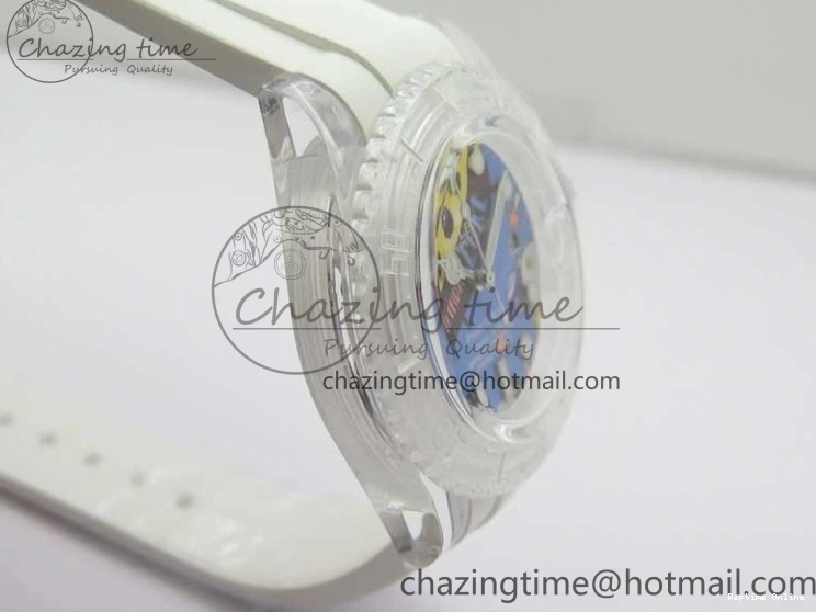0518 Affordable Submariner Phantomlab Transparent KZF Best Edition Blue Space Dial on White Rubber Strap VR 2566